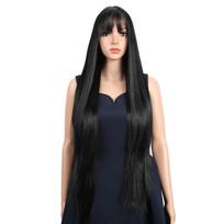 Cheap Lace Blonde Natural Mix Fashion Cheap Straight Heat Resistant Soft Synthetic Wig Bangs for Black Women (as the picture,40")