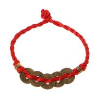 Wealth Chinese Feng Shui Bracelet Lucky Copper Coins Pendant Red String Bracelet