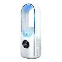 Portable Mini Air Conditioner USB Air Cooler Fan Bladeless 6 Speed Silent Cooling Fan with Timer Desktop Personal Space Cooler Y088 balta