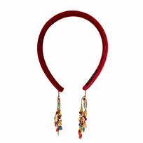 Handmade Ethnic Style Headband Bohemia Beads Tassel Pendant Hair Accessory  Daily Wear raudona