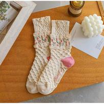 Women's Long Tube Tulip Socks - All-Season Floral Series Four-Color Tulip
