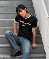 Amou Good Thing Coming Arch Logo Ringer Half T-Shirts Black Black/3
