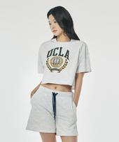 Ucla Women'S Crest Big Logo Crop Oversized T-Shirt [L-M-Grey](Ub5St51) L-M-Grey(12)/Fff