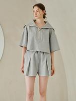 Nub Wide Collar Half Sleeve T-Shirts Set Up - M.Gray T-Shirts-Free/Pants-Free
