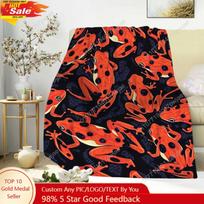 Dart Frog Print Throw Blanket Eye-Catching Colorful Design Perfect for Nature and Animal Lovers Cozy Gift for Custom blankets Size: 75*100cm, Weight: 230 GSM