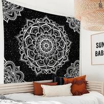 Black and White Mandala Starry Sky Tapestry Bohemian Home Decor Hanging Suitable for Living Rooms and Bedrooms 100X70CM