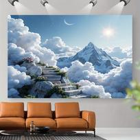 1pc Contemporary Dream Ladder Tapestry - Machine Washable Polyester Fabric, No Electricity Needed, Horizontal Landscape Design 100X70CM