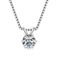 Hip Hop Engagement Jewelry 925 Silver 0.5ct 1ct 2ct 3ct 4ct 5ct Brilliant Cut Moissanite Rhodium/Gold Plated Classic Solitaire box chain 45cm