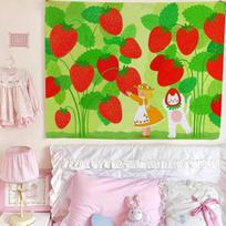 Cute Cartoon Minimalist Bedroom Wall Tapestry - Lovely Dopamine Effect Home Background Living Room Decor 100X70CM