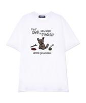 Astral Projection Doodle Puppy Supima Cotton Round Neck Short Sleeve T-Shirt_White L