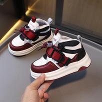 Velcro Comfortable Spring Autumn Composite Sole Microfiber Pu Non-Slip Wear-Resistant Casual Shoes for Boys Girls Kids 21 raudona