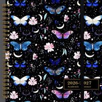 2026-2027 A5 Celestial Spiral Planner Nocturnal Butterfly Academic Agenda Gold Coil English Weekly Notebook Gift Ready Stock (as the picture,None&A5) white