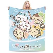 Chiikawa Catoon Flannel Blankets Lovely Funny Throw Blankets for Bed Sofa Couch 125*100cm Bedspread Size: 75*100cm, Weight: 230 GSM