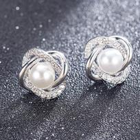 Nauji balti imitaciniai perlų auskarai-vinukai moterims, elegantiški nuotakos vestuvių sužadėtuvių vakarėlio aksesuarai, blizgūs CZ prabangūs papuošalai white