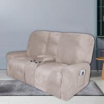 Seater Water Repellent Recliner Sofa Cover With Cup Holder Elastic Suede Armchair Covers Couch Slipcovers For Living Room gray