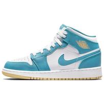 Air Jordan 1 Mid GS Aquatone Kids Sneakers Blue White Celestial-Gold DQ8423-400 37.5 white