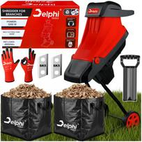 Elektrinis šakų smulkintuvas Delphi Tools 3200W, 45mm, su 2 krepšiais