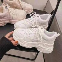 Stambūs sportbačiai moterims su raišteliais Balti vulkanizuoti batai Laisvalaikio mados Tėčio batai Platforminiai sportbačiai Zapatillas Mujer 35