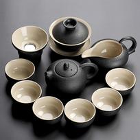 Juodi indai Keraminis arbatinukas arbatos puodelis kung fu arbatos rinkiniai gėrimų indai Ceramic gaiwan