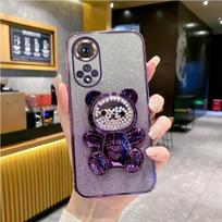 „Honor x8b Cute Bear Holder Bracket“ blizgantis dėklas, skirtas „Huawei Honor x8 x 8 x8b x8a“ 8x x9a x9b x7a 9x pro stovo dangtelis honor 8x 2018&Case & Holder violetinė
