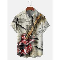 Summer Hawaiian Shirts For Men 3d Vintage Music Rocker Guitar Print Beach Shirt Short Sleeve Tees Tops Harajuku Ropa Hombre M-3XL 3XL