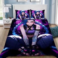 L-Leagues of Legends LOL Jinx Adult Boy Girl Bedroom Decoration Children Single Double Size Duvet Cover Pillowcase Bedding Sets EU Single(135x200cm)