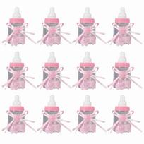 Candy Chocolate Bottles Box For Baby Shower Party Favors Gifts Decorations (12pcs Pink) rožinė