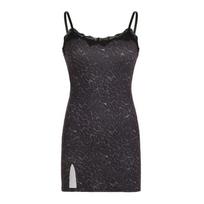 Women's Spice Sexy Lace Leopard Print Split Dress Summer Slimming Low-cut Halter Short Dress S
