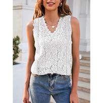 Lace Vest Women's Summer Solid Color Hollow Lace Sexy Knitted Lace Blouses & Shirts Top S