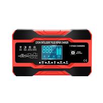 Automobilio akumuliatoriaus įkroviklis 12/24V 10A Jutiklinis ekranas Impulsinis remontas LCD Akumuliatoriaus įkroviklis Automobiliui Motociklui Švino rūgštiniam akumuliatoriui Agm Geliniam Šlapiam EU Plug raudona