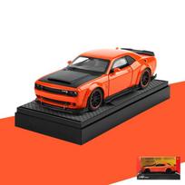 1:32 mastelio Dodge Challenger SRT Hellcat Redeye V8 lydinio metalo lietas modelis Amerikietiškojo raumens sportinio automobilio kolekcija pomėgių dekoracijoms oranžinė