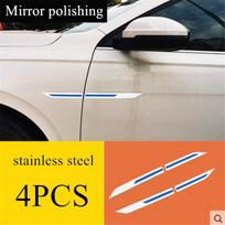 2Pair Universal Stainless Steel Car Side Body Fender Trim Decoration Chrome Blue