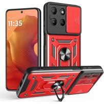Armor Phone Case For Motorola Moto G56 G86 Cover Lens Protection With Ring Magnetic Stand Holder Coque Fundas Capa Motorola Moto G56 raudona