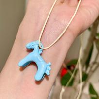 Colorful Cloisonné Drip Glaze Pony Pendant Choker Necklace - Childlike Sweater Chain for Women
