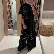 Women's Sets Hollow Lace Shirt Trousers Casual 2-piece Package clothes sale L
