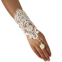 Handmade Gothic Style Retro Lace Bracelet with Ring Wedding Wristband Decor