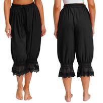 Medieval Pirate Pantaloons for Women S-L: Lace Trim Bloomers with Elastic Waist & Drawstring, Perfect Cosplay & Loungewear S