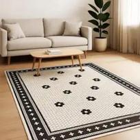 Retro Mosaic  Mat  Geometric Pattern  Art Mat Linoleom Black and White 60*90cm