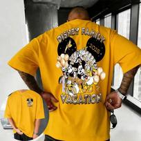 202526 Summer Disney Mickey Mouse and Donald Duck Cartoon Pattern 100 Cotton Printed Tshirt Fashion Casual Mens Clothing S