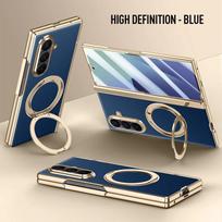 Funda for Samsung Galaxy Z Fold 7 Case Leather 360° Swivel Bracket Magnetic Tempered Glass Anti-Drop Fingerprint Phone Cover Galaxy Z Fold7