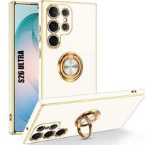 Silicone Case - BOOLING - for Samsung Galaxy S26 Ultra - Shockproof Scratchproof with Ring - White balta