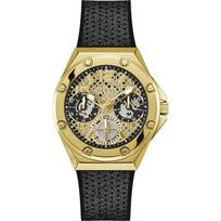 Guess Sportinis moteriškas kvarcinis laikrodis Asteria Gold, nerūdijančio plieno, juodo silikono, GW0620L2 auksas
