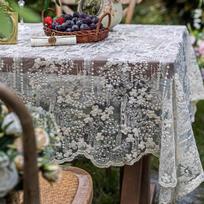 Wedding Tablecloth Lace Chic Rectangular Tablecloth Vintage Floral Design for Wedding Reception Farmhouse Table and Coffee Table 135x135cm