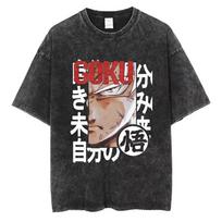 Son Goku Dragon Ball Vintažinis Vintažinis Harajuku Skalbtas Marškinėliai Medvilniniai Vyriški Gatvės Drabužiai Oversized Moteriški Trumpomis Rankovėmis S
