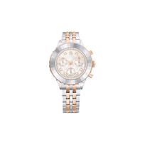 Swarovski Octea Chrono serijos laikrodis Kvarcinis mechanizmas Metalinė apyrankė 42,6*37 mm Rožinio aukso ciferblatas Moteriški laikrodžiai 5672937 Rose Gold Watch Dial white