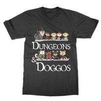 Dungeons and Doggos t-shirt funny DND RPG dogs cute top DM GM tee present gift L