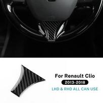 Real Soft Carbon Fiber Sticker For Renault Clio 4 2013 2014 2015 2016 2017 2018 LHD RHD Car Steering Wheel Button Frame Panel