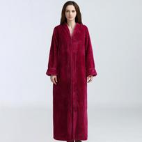 Danmo Lady pižamos užtrauktukas aksominis chalatas plius naktiniai marškiniai porai storinanti pižama flanelė namuose M(40-60kg) vyno raudonos spalvos