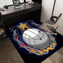 1PC Volleyball Star Anti-slip carpet, suitable for Office, bedroomand playrooms. It can also be used as a sofa footrest cover-R46 60cm by 90cm