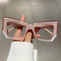 Anti Blue Light Optical Irregular Square Glasses Women Vintage Brand Designer Myopia Prescription Multicolour Eyewear Frame rožinė